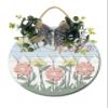 Floral Hello Wooden Front Door Sign Rustic Round Wreath Wall Hanger Porch Decor Spring and Summer Farmhouse Decoration Housewarming Gift 12 Inches view 1