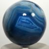 2.9" 585g Dyed Blue Banded Agater Sphere Polished Natural Fortification Pattern Gemstone Crystal Mineral Chalcedony Ball - India + Stand view 1