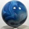 2.9" 585g Dyed Blue Banded Agater Sphere Polished Natural Fortification Pattern Gemstone Crystal Mineral Chalcedony Ball - India + Stand view 2