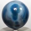 2.9" 585g Dyed Blue Banded Agater Sphere Polished Natural Fortification Pattern Gemstone Crystal Mineral Chalcedony Ball - India + Stand view 3