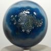 2.9" 585g Dyed Blue Banded Agater Sphere Polished Natural Fortification Pattern Gemstone Crystal Mineral Chalcedony Ball - India + Stand view 4