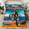 Erosebridal Motocross Sheet Set Twin Size Dirt Bike Bed Sheets for Teens Youth Motorcycle Rider Bedding Set Bedroom Decor Snow Mountain Landscape Fitted Sheet + Top Sheet + 1 Pillow Sham Deep Pocket view 2