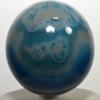 2.8" 500g Dyed Blue Agate w/Quartz Sphere Polished Chalcedony Gemstone Crystal Mineral Ball - India + Stand view 2