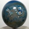 2.8" 500g Dyed Blue Agate w/Quartz Sphere Polished Chalcedony Gemstone Crystal Mineral Ball - India + Stand view 3