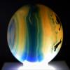 2.8" 500g Dyed Blue Agate w/Quartz Sphere Polished Chalcedony Gemstone Crystal Mineral Ball - India + Stand view 4