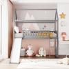Quarte Cute House Bed with Ladders and Slides,Wooden Twin Loft Bed with Roof and Guardrails,Suitable for Kids Toddler Boys Girls Teens (Gray#f) view 2
