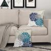 Navy Blue Dahlia Pillow Covers 20X20 Inch Gray Grey Beige Tan Geometric Floral Elegant Line Print Pillow Case Outdoor Farmhouse Linen Square Cushion Cover Home Decor for Sofa Couch Bed,Set of 2 view 3
