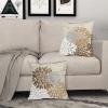 Brown Grey Gray Throw Pillow Covers 20x20 Inch Dahlia Flower Decorative Pillows Modern Geometry Floral Outdoor Farmhouse Pillowcase Linen Square Cushion Case Decor for Home Sofa Couch Bed, Set of 2 view 3