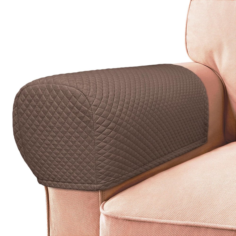Roytub Couch Arm Covers, Sofa Arm Covers, Stretch Armrest Cover for Sofas, Armchair, Loveseat, Recliner, Sofa armrest Cover, Arm Chair Covers Set of 2 (Medium, Chocolate)