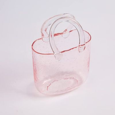 BestAlice Purse Vase for Flowers, Glass Bag Vase with Fish Bowl, Handbag Unique Flower Vase Decorative, Clear Glass Vase with Handles in Purse Shape for Decor, Cute Vase for Centerpieces Home Office