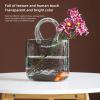BestAlice Purse Vase for Flowers, Glass Bag Vase with Fish Bowl, Handbag Unique Flower Vase Decorative, Clear Glass Vase with Handles in Purse Shape for Decor, Cute Vase for Centerpieces Home Office view 2
