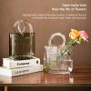BestAlice Purse Vase for Flowers, Glass Bag Vase with Fish Bowl, Handbag Unique Flower Vase Decorative, Clear Glass Vase with Handles in Purse Shape for Decor, Cute Vase for Centerpieces Home Office view 3