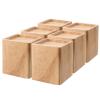 TAICHEUT 6 Pack Wood Bed Risers, 4 Inch Natural Square Dark Wood Furniture Lifters, Heavy Duty Wood Extenders for Beds, Tables, Sofas, Dressers, Bookcases, Create Storage Space view 1
