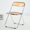 AoForce Acrylic Folding Chairs Luxury Modern Transparent Folding Chair -Stackable Crystal Seat-Living Room Seat-Chrome Frame Accent Side Chair for Inside (Color : Brown) view 1