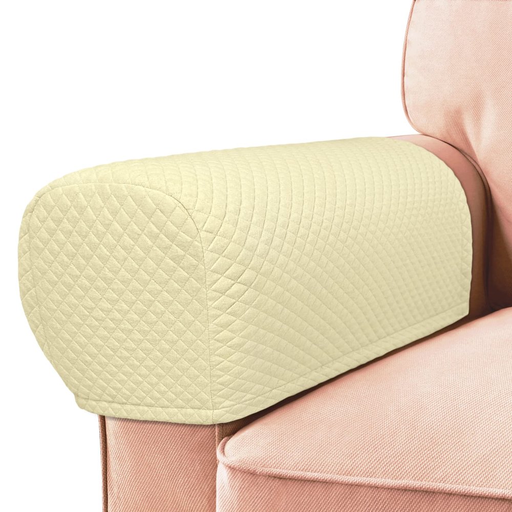 Roytub Couch Arm Covers, Sofa Arm Covers, Stretch Armrest Cover for Sofas, Armchair, Loveseat, Recliner, Sofa armrest Cover, Arm Chair Covers Set of 2(Medium, Light Yellow)