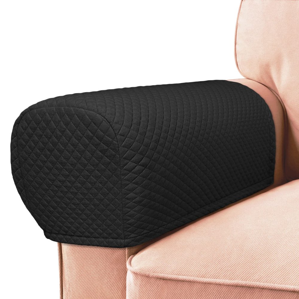 Roytub Couch Arm Covers, Sofa Arm Covers, Stretch Armrest Cover for Sofas, Armchair, Loveseat, Recliner, Sofa armrest Cover, Protect and Decorate Your Sofas, Arm Chair Covers Set of 2(Medium, Black)