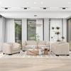 3-Piece Living Room Furniture Sets, Velvet Upholstered Living Room Sofa Set with Armrest Single Chair, Loveseat Sofa and 3-Seat Sofa, Beige, 1+2+3 seat with Button Tufted Backrest view 1