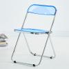 AoForce Acrylic Folding Chairs Luxury Modern Transparent Folding Chair -Stackable Crystal Seat-Living Room Seat-Chrome Frame Accent Side Chair for Inside (Color : Blue) view 1