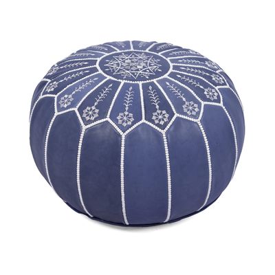 Marrakesh Gallery Genuine Leather Round Pouf Unstuffed - Moroccan Ottoman Footstool, Footrest Cover - Boho Decor - Bohemian Living Room, Bedroom, Kids Room, Gift & Wedding