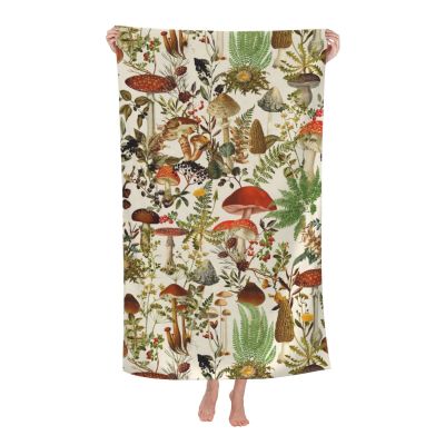 BZAXXQI Vintage Mushrooms Forest Bath Towels,Mushrooms Beach Towel Quick Dry Bath Towels Soft Bath Towel for Swimming Camping Hotel Sports Bathroom