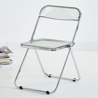 AoForce Acrylic Folding Chairs Luxury Modern Transparent Folding Chair -Stackable Crystal Seat-Living Room Seat-Chrome Frame Accent Side Chair for Inside (Color : Gray)
