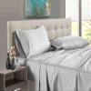 600 Thread Count 100% Long Staple Egyptian Cotton Soft Combed, 4 Piece Sheets Set, Smooth & Soft Sateen Weave, Luxury Hotel Collection Bedding, Deep Pocket Fitted (California King, Light Grey Stripe) view 1