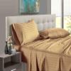 600 Thread Count 100% Long Staple Egyptian Cotton Soft Combed, 4 Piece Sheets Set, Smooth & Soft Sateen Weave, Luxury Hotel Collection Bedding, Deep Pocket Fitted (RV King, Taupe Stripe) view 1