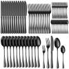 A  HOUSEWARE Black Silverware Set for 12 Stainless Steel Flatware 60 Piece Cutlery Spoon Fork Knife Kitchen Eaing Utensils Wide Round Handle Restaurant Festival Parties Easy to Clean view 1