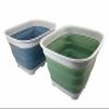 SAMMART 15L (3.9 Gallon) Collapsible Dishpan with Draining Plug-Foldable Washing Basin-Portable Dish Washing Tub - Camping & Space Saving Kitchen Storage Tray (Steel Blue + Dark Sea Green (Set of 2)) view 1