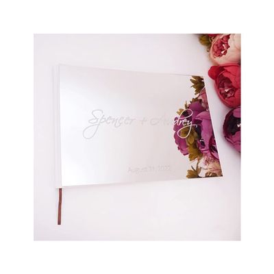 BAN.P Guest Book Gold Silver Guestbook Custom Names and Date Wedding Journal Wedding Birthday Album (Color : Silver, Size : 25 * 18cm)