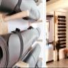 MTSON Yoga Mat Holder Wall Mounted Yoga Mat Holder Multi-Layer, Wooden Yoga Mat Storage Rack Home Gym Equipment Workout Display Shelf, for Office School Studio view 2