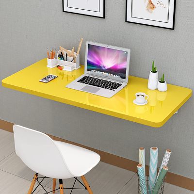 Folding Wall Mounted Workbench Drop Leaf Table, Laundry Folding Table, Heavy Duty Stable Sturdy Wall Table For Kitchen & Dining Table Desk Computer Desk Trestle Desk ( Color : Yellow , Size : 60*30cm