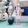 BESPORTBLE Christmas Nutcracker Figure Decor, 12 inch Pink Glitter Nutcracker Figure Wooden Nutcracker Ornament Handmade Nutcracker Soldier for Xmas Festival Party view 2