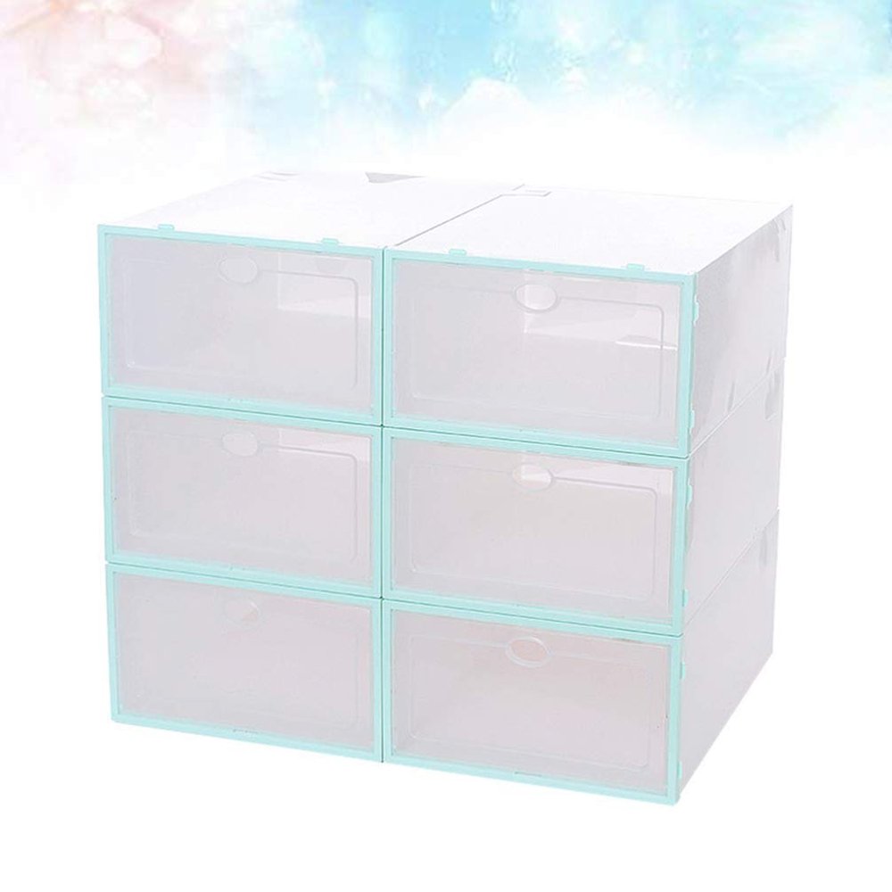 Cabilock 6pcs Stackable Shoe Storage Boxes Thickened Plastic Shoe Containers for Women Space-saving Organizer for Spaces