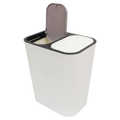 Cabilock Large Outdoor Trash Can Lid Home Garbage Can Kitchen Waste Bin Plastic Dual Bins Easy Open Random Color