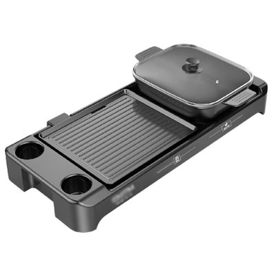Hotpot Separable Hot Pot Grilling One-piece Pot Seasoning Area Design Electric Grilling Pan Barbecue Pot barbecue (Color : Square Pot)