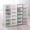 Cabilock 6pcs Stackable Thickened Transparent Plastic Shoe Storage Case for Men Space-saving Organizer for Spaces and Closets White view 4