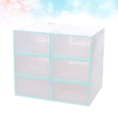 Cabilock 6pcs Stackable Shoe Storage Boxes Thickened Transparent Plastic Container for Men Space-saving Organizer for Sneakers and Boots for Closets and Spaces