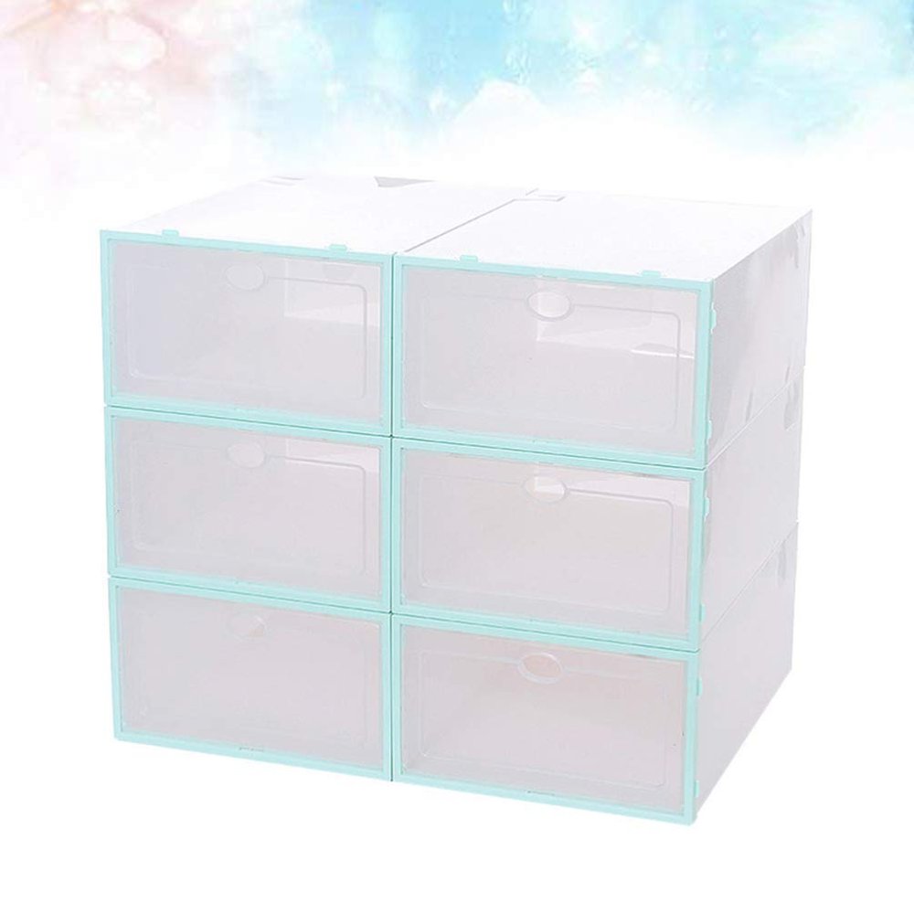 Cabilock 6pcs Stackable Shoe Storage Boxes Thickened Transparent Plastic Container for Men Space-saving Organizer for Sneakers and Boots for Closets and Spaces