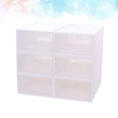 Cabilock 6pcs Stackable Transparent Shoes Storage Box Thickened Plastic Shoe Organizer for Women Space-saving Design for Spaces and Closets White
