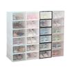 Cabilock 6pcs Stackable Transparent Shoes Storage Box Thickened Plastic Shoe Organizer for Women Space-saving Design for Spaces and Closets White view 3