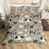 Farm Animals Bedding Set Twin for Kids,Cartoon Farmhouse Animal Theme Duvet Cover for Boys Girls Teens Funny Horse Sheep Cow Comforter Cover Cute Pig Cat Dog Rooster Quilt Cover for All Season,Gray view 1