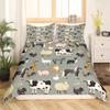 Farm Animals Bedding Set Twin for Kids,Cartoon Farmhouse Animal Theme Duvet Cover for Boys Girls Teens Funny Horse Sheep Cow Comforter Cover Cute Pig Cat Dog Rooster Quilt Cover for All Season,Gray view 2