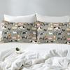 Farm Animals Bedding Set Twin for Kids,Cartoon Farmhouse Animal Theme Duvet Cover for Boys Girls Teens Funny Horse Sheep Cow Comforter Cover Cute Pig Cat Dog Rooster Quilt Cover for All Season,Gray view 4