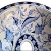 Bathroom Blue Flower Wash Basin, Bathroom Ceramic Vessel Sink, Above Countertop Kitchen Basin, Bleu Blanc Sink, Lavatory, House Remodeling view 3