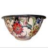 Unique Flower Design Bathroom Sink, Ceramic Round Washbasin, Vanity Vessel Sink with Black Rim, Powder Room Sink, Guest Bathroom Remodeling view 2