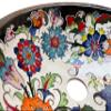 Unique Flower Design Bathroom Sink, Ceramic Round Washbasin, Vanity Vessel Sink with Black Rim, Powder Room Sink, Guest Bathroom Remodeling view 4