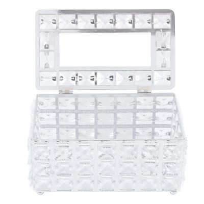 Artificial Crystal Tissue Box Rectangular Decorative Household Tissue Holder,Sparkling Tissue Holder for Bathroom Dresser Night Stand Table Car Store Office Home Decor