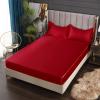 FCLDESHOP Fits Mattress Perfectly Soft Sheet,Satin Brushed Microfiber Deep Pocket Bedding Sheet, Bedroom Hotel Solid Color Mattress Cover for Single Double Bed,red,150cm200cm (3pcs) view 1