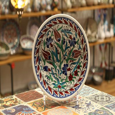 10" Ceramic Bowl for Kitchen, Pottery Salad Platter, Jewelry Ring Storage Bowls, Trinket Dishes, Turkish Ceramic platter, Oriental Soup Bowl